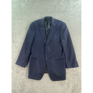 Armani Collezioni Suit Jacket 42 L Blue Wool Birdseye Designer Italy Sport Coat